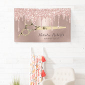 美容師バラ金ゴールドグリッター駆動美しいサロン 横断幕 (インサイチュ)