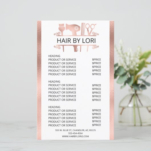 美容師バラ金ゴールドサービス価格表 (スタンド正面)