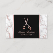 美容師バラ金ゴールドシザートレンディー大理石 名刺 (正面)