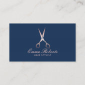 美容師バラ金ゴールドシザーネイビーアポイントメント 予約カード (正面)