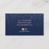 美容師バラ金ゴールドシザーネイビーグリッターサロン 名刺 (裏面)