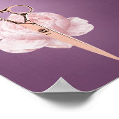 美容師バラ金ゴールドシザーフラワーパープルサロン ポスター (角)