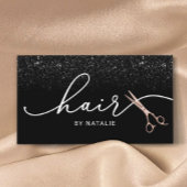 美容師バラ金ゴールドシザーブラックグリッターサロン 名刺