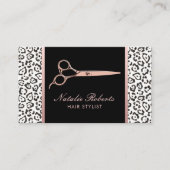 美容師バラ金ゴールドシザーレオパードサロン 名刺 (正面)