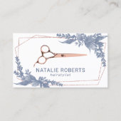 美容師バラ金ゴールドシザーヴィンテージブルー離れズ 名刺 (正面)