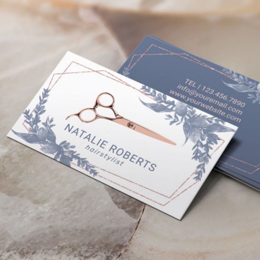 美容師バラ金ゴールドシザーヴィンテージブルー離れズ 名刺