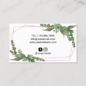 美容師バラ金ゴールドシザー幾何学的緑 名刺 (裏面)