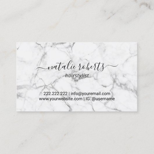 美容師バラ金ゴールドシザー白黒大理石 名刺 (裏面)