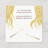 美容師バラ金ゴールドシザー&ガール美しいサロン スクエア名刺 (裏面)