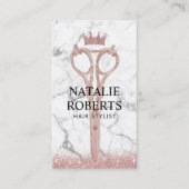 美容師バラ金ゴールドシザー&クラウンマーブル 予約カード (正面)