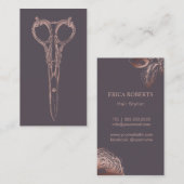 美容師バラ金ゴールドシザー&フローラパープル 名刺 (正面/裏面)