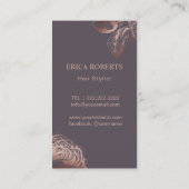 美容師バラ金ゴールドシザー&フローラパープル 名刺 (裏面)