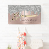 美容師バラ金ゴールドシルバードリップ美しいサロン 横断幕 (インサイチュ)