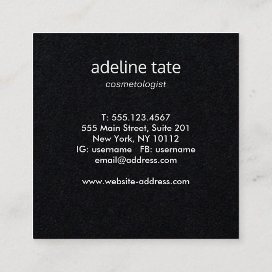 美容師バラ金ゴールドシークイン スクエア名刺 (裏面)