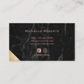 美容師バラ金ゴールドスクリプトモダンマーブルサロン 名刺 (裏面)