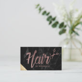 美容師バラ金ゴールドスクリプトモダンマーブルサロン 名刺 (スタンド正面)