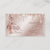 美容師バラ金ゴールドタイポグラフィハサミ 名刺 (裏面)