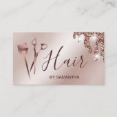 美容師バラ金ゴールドタイポグラフィハサミ 名刺 (正面)