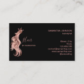 美容師バラ金ゴールドタイポグラフィヘアエクステンションb 名刺 (裏面)