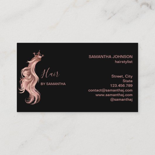 美容師バラ金ゴールドタイポグラフィヘアエクステンションb 名刺 (裏面)