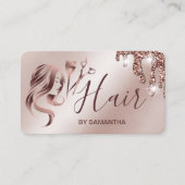 美容師バラ金ゴールドタイポグラフィヘアQRコード 名刺 (正面)