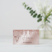 美容師バラ金ゴールドタイポグラフィ毛はさみ 名刺 (スタンド正面)