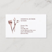 美容師バラ金ゴールドタイポグラフィ毛はさみ 名刺 (裏面)