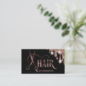 美容師バラ金ゴールドタイポグラフィ毛はさみ 名刺 (スタンド正面)