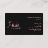 美容師バラ金ゴールドタイポグラフィ毛はさみ 名刺 (裏面)