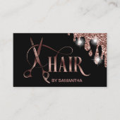 美容師バラ金ゴールドタイポグラフィ毛はさみ 名刺 (正面)