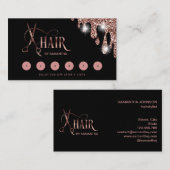 美容師バラ金ゴールドタイポグラフィ毛はさみ 名刺 (正面/裏面)