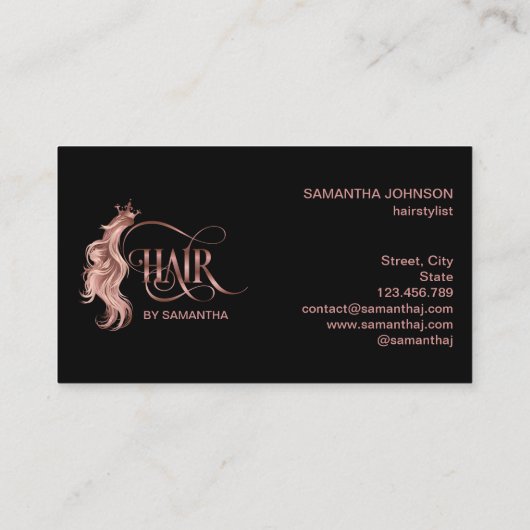 美容師バラ金ゴールドタイポグラフィ育毛 名刺 (裏面)