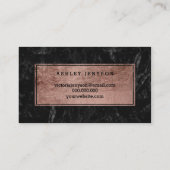 美容師バラ金ゴールドタイポグラフィ黒大理石 名刺 (裏面)