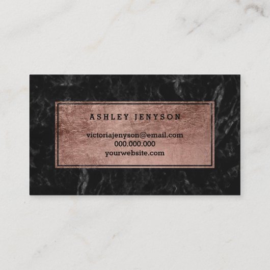 美容師バラ金ゴールドタイポグラフィ黒大理石 名刺 (裏面)