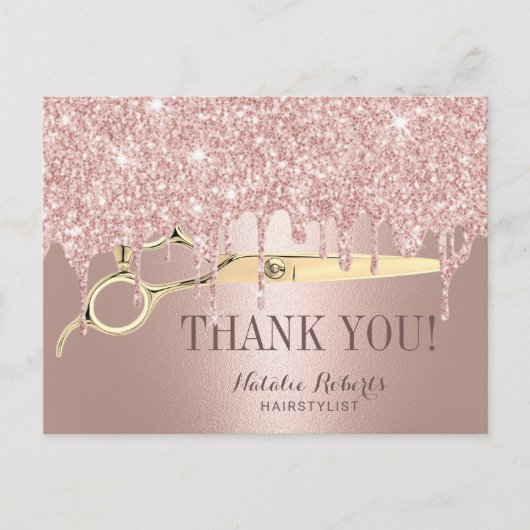 美容師バラ金ゴールドドリップスサロンありがとう ポストカード (正面)