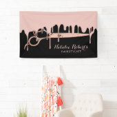 美容師バラ金ゴールドドリップスシザー美しいサロン 横断幕 (インサイチュ)