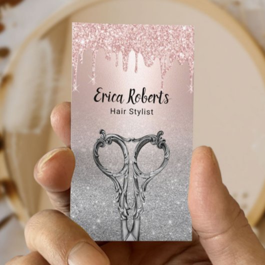 美容師バラ金ゴールドドリップスシルバーグリッターサロン 名刺