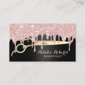 美容師バラ金ゴールドドリップスブラック美しいサロン 名刺 (正面)