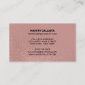 美容師バラ金ゴールドピンクグリッタータイポグラフィ 名刺 (裏面)
