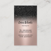 美容師バラ金ゴールドブラックグリッター美しいサロン 名刺 (裏面)