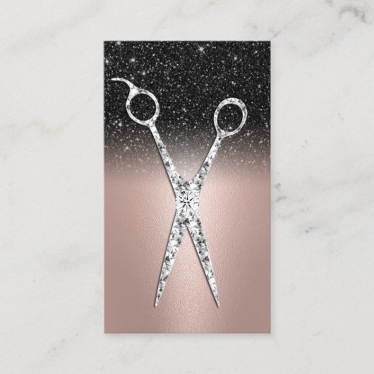 美容師バラ金ゴールドブラックグリッター美しいサロン 名刺 (正面)