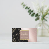 美容師バラ金ゴールドブラックマーブルメイクアップアーティスト 名刺 (スタンド正面)