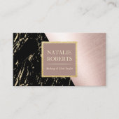 美容師バラ金ゴールドブラックマーブルメイクアップアーティスト 名刺 (正面)