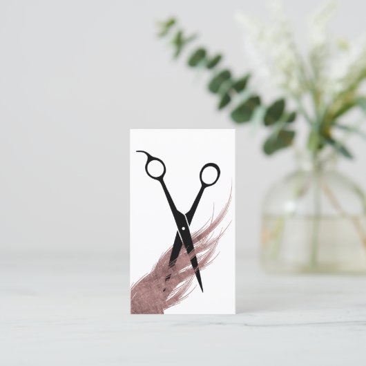 美容師バラ金ゴールドヘア&シザーエレガント 名刺 (スタンド正面)