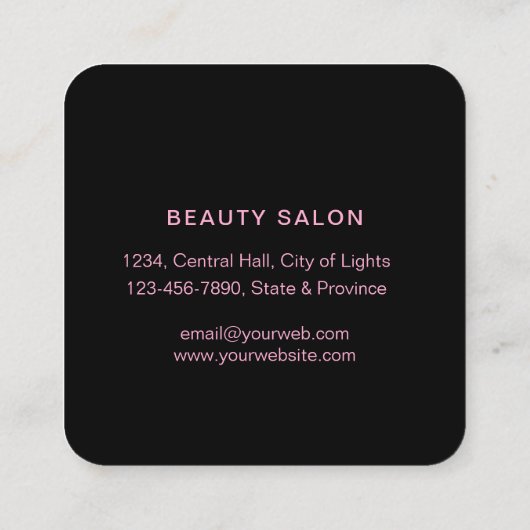 美容師バラ金ゴールドボビーピンメイクアップアーティスト スクエア名刺 (裏面)