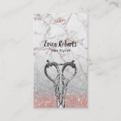 美容師バラ金ゴールドマーブルシルバーグリッター 名刺 (正面)