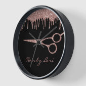 美容師バラ金ゴールド乾燥グリッターはさみ 壁時計 (傾斜)