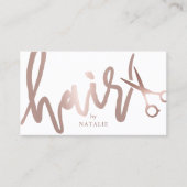 美容師バラ金ゴールド手書きスクリプトサロン 名刺 (正面)