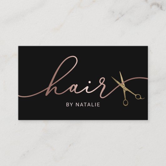 美容師バラ金ゴールド書道美しいサロン 名刺 (正面)