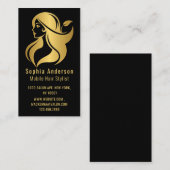 美容師バラ金ゴールド書道美しいサロン 名刺 (正面/裏面)